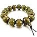 INBLUE Men,Women's 15mm Wood Bracelet Link Wrist Tibetan Buddhist Green Bead Prayer Buddha Mala Chinese knot Elastic