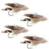 The Fly Fishing Place Muddler Minnow Fly Fishing Flies - Classic Bass and Trout Streamers - Set of 4 Flies Hook Size 4