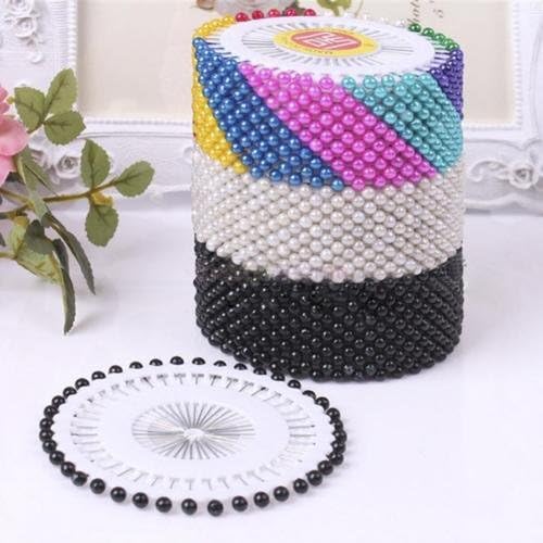 1 Wheel (40pins) Lots Round Pearl Snag Safety Pin Craft Dressmaking Hijab Scarf Tailor Pins Wheel