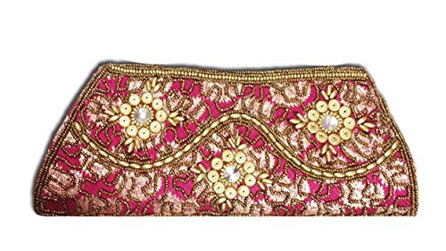 stop here handmade pink queen beaded clutch bag