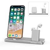 AirPods Charging Stand, iPhone Charging Dock, Amavasion 2 in 1 Charger Station for AirPods Wireless Bluetooth Headphone and iPhone X, iPhone 8/8 Plus, iPhone 7/7 Plus, iPhone 6/6S, iPhone 5/5S.