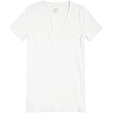 J.Crew Mercantile Women's Short Sleeve Vintage Cotton V-Neck Tee (2X, White)
