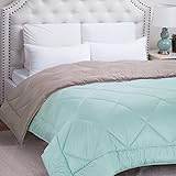 Bedsure Designs Reversible Down Alternative Comforter with Corner Ties, Twin - Mint/Tan