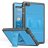 MoKo Case for All-New Amazon Fire HD 8 Tablet (7th/8th Generation, 2017/2018 Release) - [Heavy Duty] Shockproof Full Body Rugged Cover with Built-in Screen Protector for Fire HD 8, Blue & Dark Gray