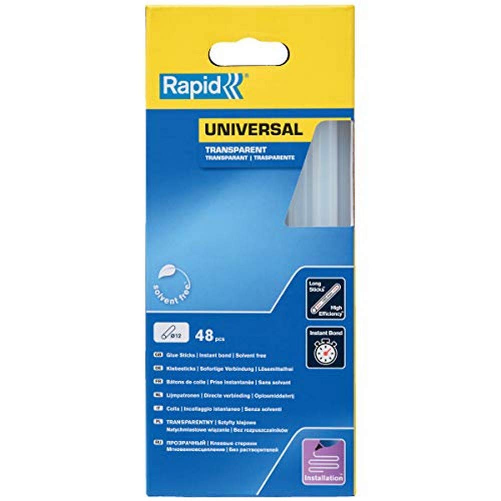Rapid 5001411 12 mm Glue Sticks Universal Transparent, Ø12 x 190 mm