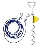 Dog Tie Out Cable, AMGlobal Dog Tie Out Carbon Steel Stake, and 16 ft Complete Leash and Tether Spiral Tie-Out Up to 60 Pound for Outdoor, Yard and Camping - Small to Medium Dogs