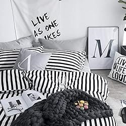 CLOTHKNOW Striped Comforter Set Queen 3Pcs Black