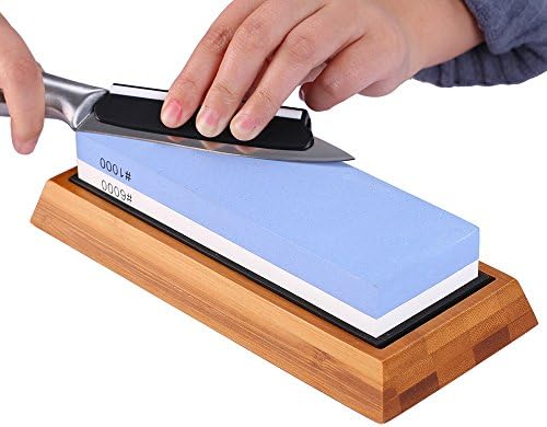 Premium Whetstone Double Sided Japanese 3-IN-1 Combination Sharpening Stone 1000/6000 Grit Flattening Stone Waterstones Knife Sharpener Rubber Stone Holder Non-Slip Bamboo Base Angle Guide Set For Kit