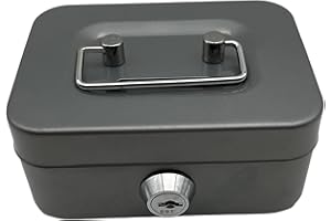Cash Box with Lock Treasure Chest Money Box Metal Small Modern Collection Holder Piggy Bank Lock Box with Key for Prizes Adul