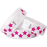 500 Pcs Stars Paper Wrist bands for Events Waterproof Wristbands Lightweight Festival Identification Bracelets Neon Adhesive Event Arm bands for Party(Neon Pink)