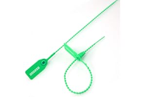 Leadseals(R) 100 Green Plastic Tamper Seals, Zip Ties for Fire Extinguishers Pull Tite Security Tags Numbered Disposable Self-Locking Tie 250mm Length