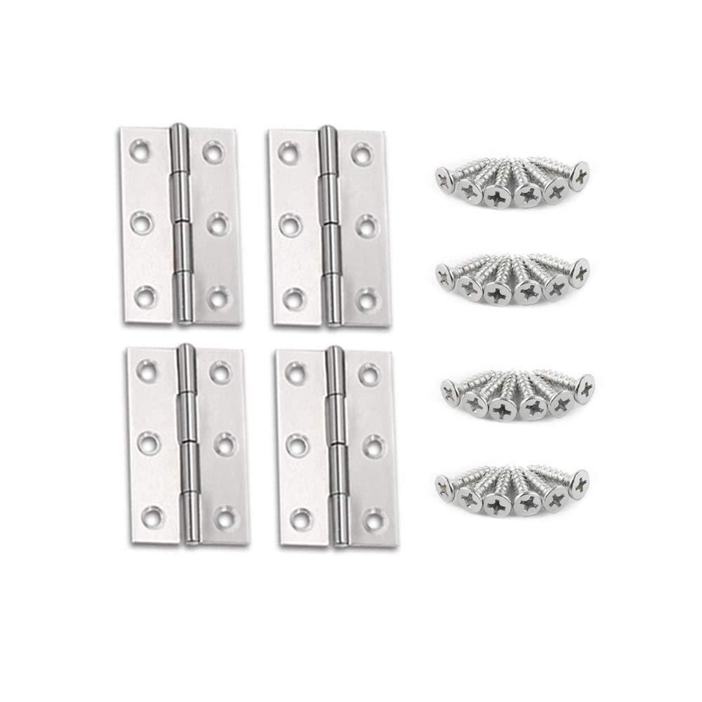 YOFASEN Stainless Steel Bearing Hinges - Home Furniture Door Hinges Cabinet Drawer Hinges Small Hinges with Matching Fixing Screws, Silver, 3 Inch(66 * 37 * 1.0mm) - 4pcs