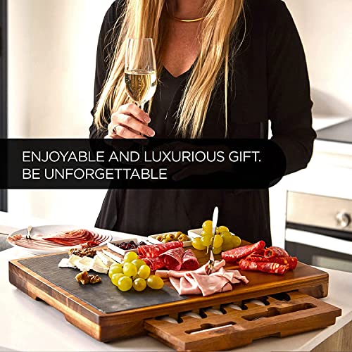 Premium Large Charcuterie Board Gift Set. Acacia Wood Luxury Cheese