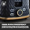Tower T20054MNB Empire 2-Slice Toaster with Defrost/Reheat, Removable Crumb Tray, 900W, Midnight Blue and Brass