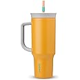 Owala Stainless Steel Triple Layer Insulated Travel Tumbler with Spill Resistant Lid, Straw, and Carry Handle, BPA Free, 40 oz, Orange (Tropical)