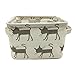 Mziart Small Foldable Canvas Storage Basket with Handles, Cotton Linen Storage Bin Organizer for Nursery Kids Shelves & Desks (Grey Cat)