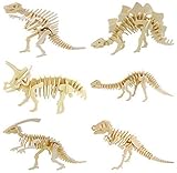 WISDOMTOY 3D Wooden Simulation Animal Dinosaur Assembly Puzzle Model Toy for Kids and Adults, 6-piece Set
