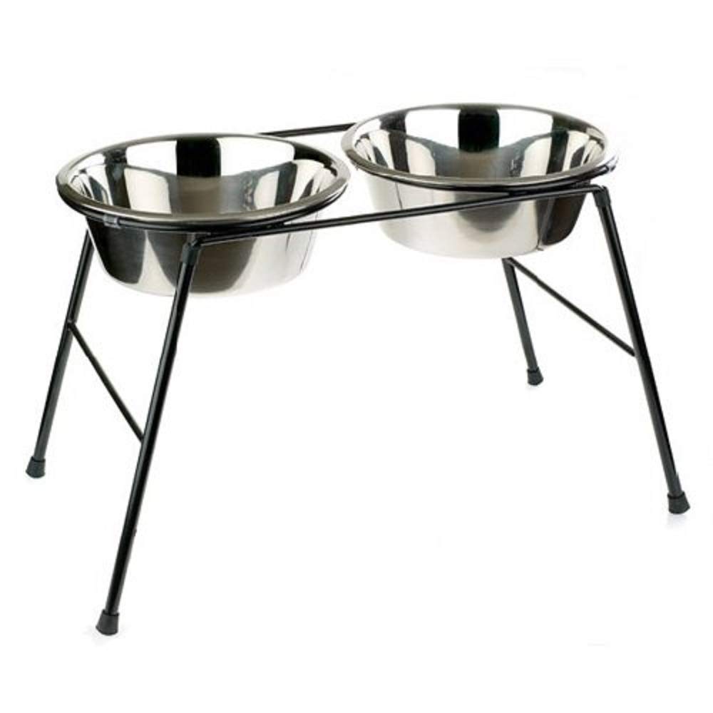 Classic Pet Products Double Feeder High Stand with 2 x 4000 ml Stainless Steel Dishes, 370 mm Tall