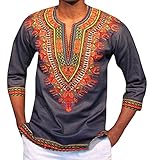 Dellytop Men's African Dashiki Autumn Fashion Print Sleeve T Shirt