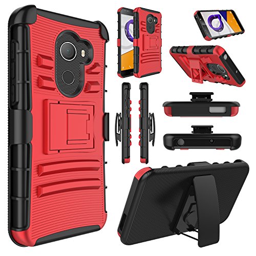 T-Mobile REVVL Case, Alcatel A30 Plus Fierce Case, Elegant Choise Heavy Duty Dual Layer Shockproof [Swivel Belt Clip] Holster with [Kickstand] Combo Rugged Case Cover for Alcatel Walters(Red/Black) - Thumbnail 7