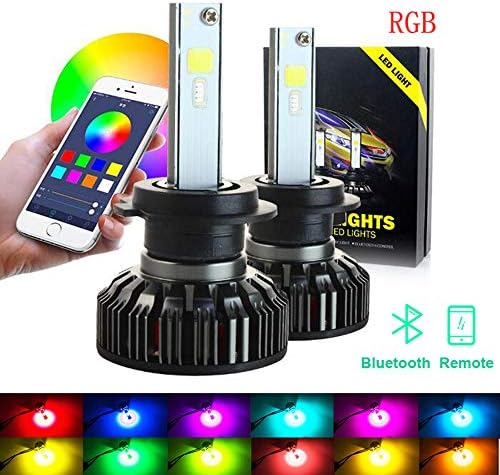 RGB Colorful LED Car Headlights APP Remote Control Super Bright Headlights Car LED Headlights Voice Control (2 Pack) (9004/HB1)