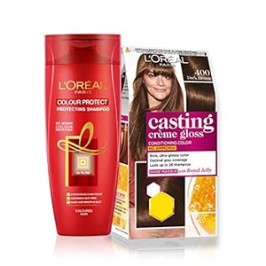 L’Oréal Paris Hair Colour and Shampoo Bundle, Glossy Finish, Casting Crème Gloss 400 Darkest Brown, 87.5 g + 72 ml With…