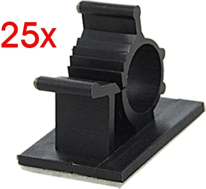 Vonraech Black Adhesive Backed Nylon Wire Adjustable Cable Clips Clamps Plastic Black Pack of 25