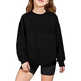 Haloumoning Kids Girls Crewneck Sweatshirt Casual Long Sleeve Pleated Front Casual Fall Pullover Tops 5-14 Years