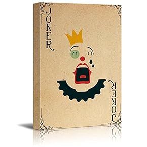 Poker Cards Canvas Wall Art - Joker - Joker with Red Lips and a Crown - Gallery Wrap Modern Home Art | Ready to Hang - 12x18 inches