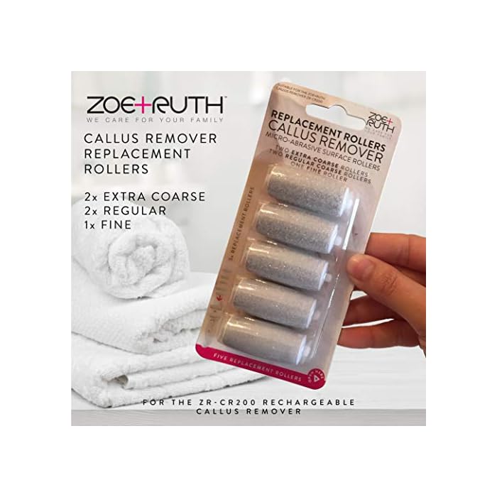 Zoe+Ruth Replacement Roller Heads, 5 Pack for Model ZR-CR200 - Premium Quality Pedicure Callus Remover Replacements…