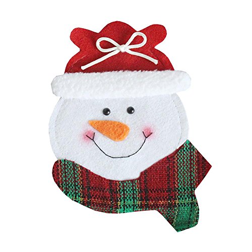 Christmas Tableware Bags,ZYooh Santa Claus, Elk, Snowman Style Silverware Holder Pockets (B)