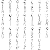 Hobbspring A-Z Alphabet Letters Charms Alloy Enamel Initial Pendants Letter Clip On Charms Capital Letter Pendants with Lobster Claw Clasps for Necklace Bracelet Earring Jewelry Making