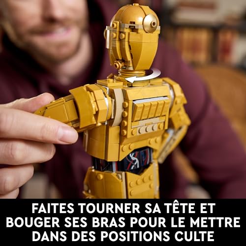Star Wars 75398 C-3PO - Figurine Collector - Maquette à Construire & Exposer pour Adulte - Présentoir, Plaque Descriptive & Minifigurine - Idée de Cadeau pour Fan, Homme ou Femme