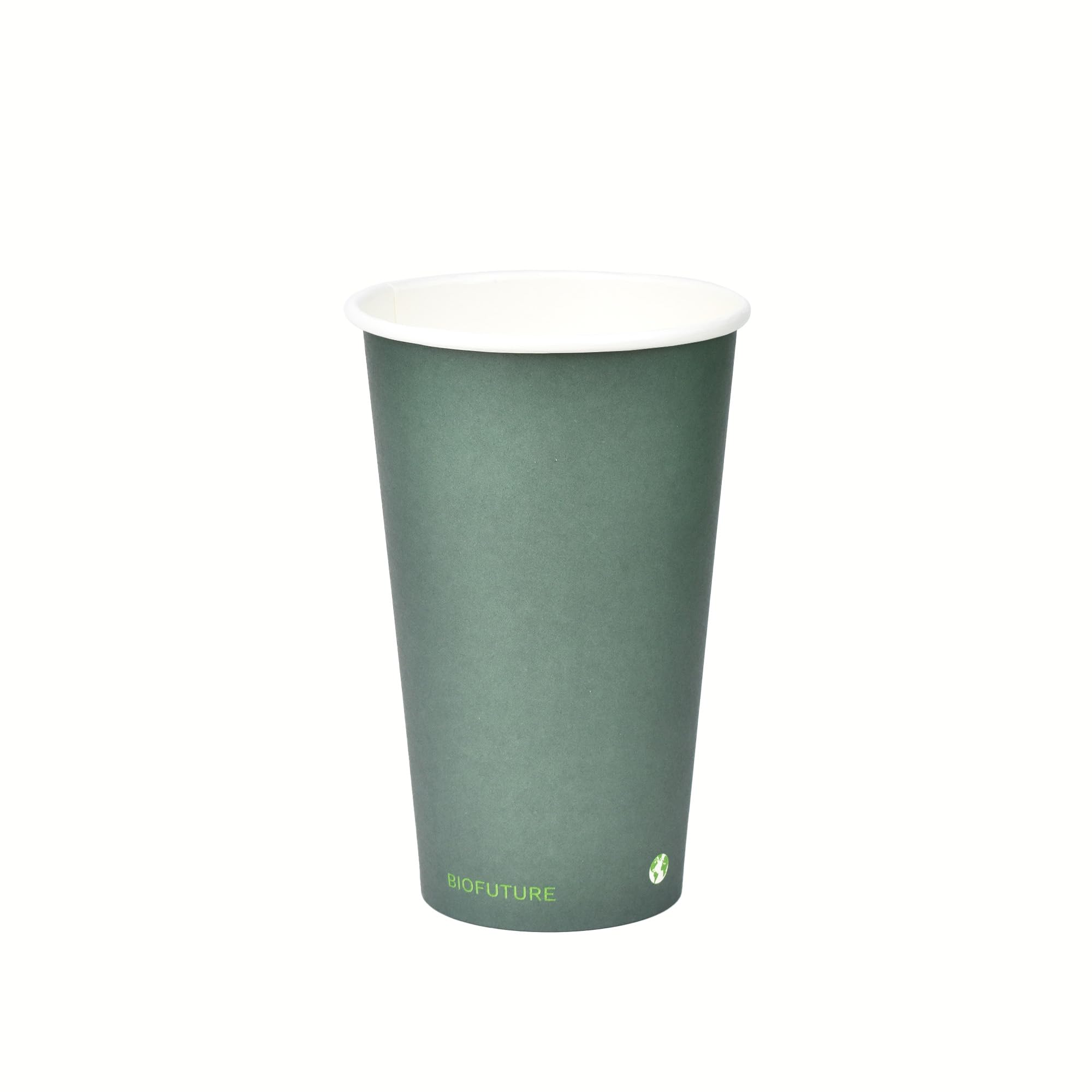 BIOFUTURE Disposable Paper Cups – 100% Compostable & Biodegradable 16 Ounce Party Cups for Weddings, Birthdays & Events, Sustainable Cold Drink Party Supplies – 50 Pack, Green, 16oz