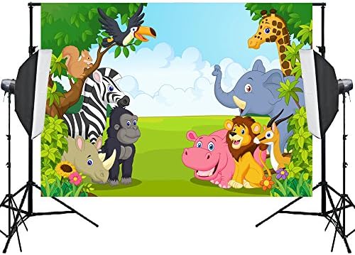 Aisnyho Jungle Safari Backdrop Forest Animal Themed Background Birthday Photo Backdrops for Photography Studio Party Decorations Baby shower Newborn Booth Props 7x 5ft