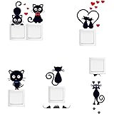 Removable Switch Sticker, 5 Pcs Cute Cartoon Black Cats Wall Sticker, Light Switch Decor Decals, Family DIY Decor Art Car Sti