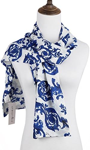 ChikaMika Women's Printing Porcelain Chiffon Wrap Scarves(One Size, Blue/White)