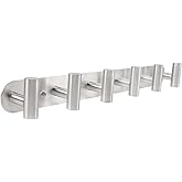Vanloory Coat Hook Rack, Wall Mounted Coat Rack with 6 Hooks, Heavy Duty Towel Hook Rack Wall Hooks for Hanging Coat Jacket, Stainless Steel Coat Hanger for Bathroom Entryway Mudroom(Brushed Nickel)