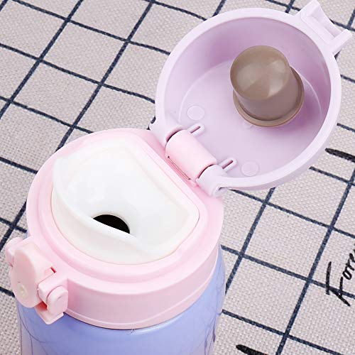 Kids Water Bottle Thermoses Rainbow Water Bottle Cup Metal Stainless Steel Vacuum Insulated Water Flask for School Kids Girls Lunch Box Leak Proof BPA Free No Straw - 11oz - Thumbnail 3