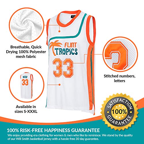 image for AFLGO Moon #33 Flint Tropics Basketball Jersey S-XXXL White, 90's Clot