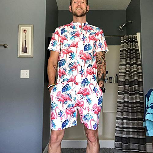 Fanient Men Flamingo Graphic Rompers 
