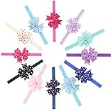 Qandsweet Baby Girl's Elastic Headbands Hair Bows Flower