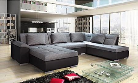 Canape D Angle Panoramique Convertible Lemon Gris Et Noir Style