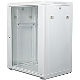 NavePoint 12U Network Cabinet with Glass Door &ndash; 12U Wall Mount Server Cabinet White 19&rdquo; Rack for IT Equipment, AV Devices, Networking Equipment &ndash;23&rdquo; Deep Server Rack Enclosure