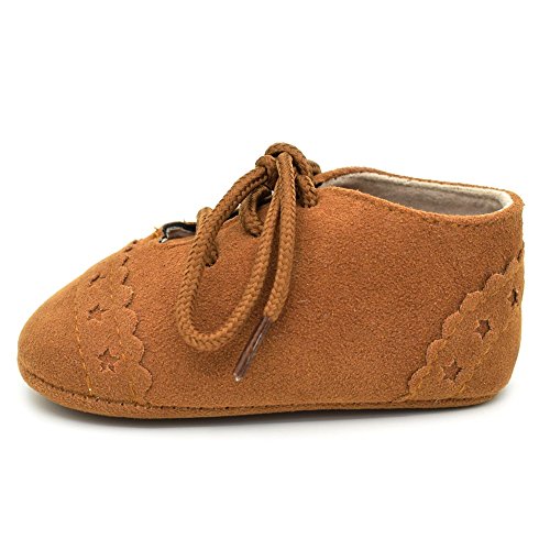 Dukars Baby Boys Girls Soft Sole Moccasins Lace-up Infant Toddler Shoes Sneaker (Brown 1) - Thumbnail 2
