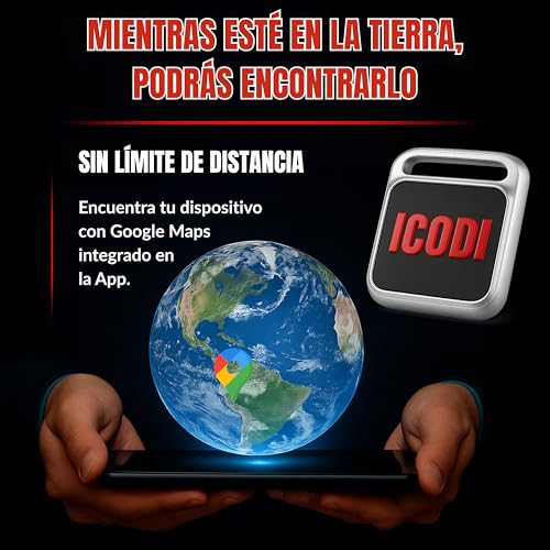 ICODI Global Locator for Car without SIM Card Without Distance Limit Without Subscription Google MAPS Integrated Android and iOS 1 Year Battery Tracker Bluetooth Motorcycle, Children, Elderly and Objects
