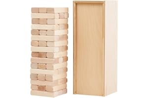 Pennsylvania Woodworks Maple Tumble Tower Game - Heavy Duty Timber Tower Wooden Block Set - Stackable Hardwood Blocks - Tabletop & Outdoor Family Games - Maple Hardwood (Case Included)
