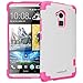 Fosmon HYBO-DUOC Series Detachable Hybrid Silicone + PC Case for HTC One Max / HTC T6 (Pink / White)