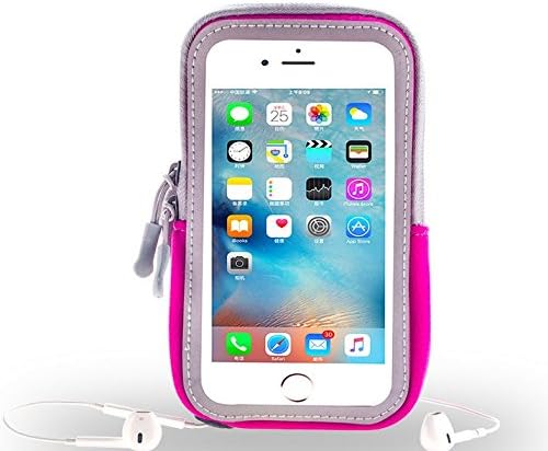 Neoprene and Nylon Sports Armband Sweatproof Workout Running Gym Fitness Cell Phone Case for Samsung Galaxy S23 S22 Plus S21 FE S20 S10 A54 A10e/ iPhone 13 14 Pro 12 / Pixel 6a 7/ Alcatel 1 (DeepPink)