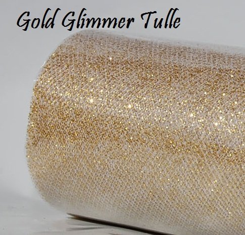 Wedding GLITTER Tulle Roll 6in x 30ft GOLD Sparkling Tulle (10 yards)